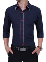 Bussiness Casual Slim Fit Solid Color Long Sleeve Button Down Designer Dress shirt for Men