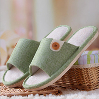Button Casual Home Peep Toe Indoor Slippers For Women
