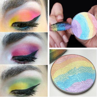 Calans Holo Rainbow Highlighter Pigmented Baked Eyeshadow Blush Contouring Palette Eye Makeup