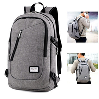Canvas Anti-theft Laptop Bag With USB Charging Port Casual Business Backpack For Men Women