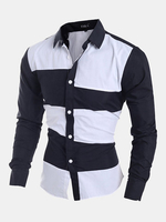 Casual Business Fashion Irregular Stitching Slim Designer Shirts for Men