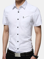Casual Business Pure Cotton Chest Pocket Dress Shirts for Men