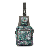 Casual Canvas Nylon Flower Pattern Folding Shoulder Bags Crossbody Chest Bags For Women