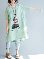 Casual Cartoon Printed Short Sleeves Dresses For Women