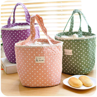 Casual Cotton Portable Lunch Bag Point Heat Retaining Storage Bag Pinic Bag