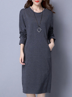 Casual Cotton Solid Color Dresses