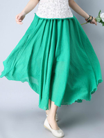 Casual Cotton Solid Color Loose Maxi Skirt For Women