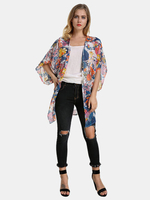 Casual Floral Printed Chiffon Kimonos Cardigans For Women