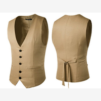 Casual Formal Business Slim Fit Fashion Pure Color Suit Vest for Men