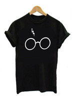 Casual Glasses Print Short Sleeve O-neck Women T-shirt