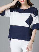 Casual Half Sleeves Printed O Neck Shirt For Women