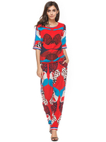 Casual Half Sleeves T-shirts Pants Sport Two-piece Outfits For Women