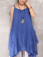 Casual Irregular Spaghetti Strap O-neck Tank Tops For Women