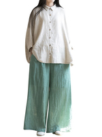 Casual Loose Elastic Waist Cotton High Waist Pants For Women