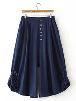 Casual Loose Elastic Waist Wide Leg Skirt Pants For Women