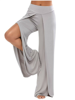 Casual Loose Elastic Waist Women Slit Wide Leg Pants