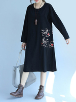 Casual Loose Embroidery Women Dresses