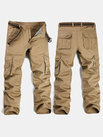 Casual Loose Multi-Pocket Long Cargo Pants Straight Solid Color Pants For Men