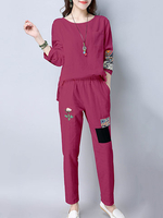 Casual Loose Patchwork Women Suits