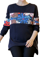 Casual Loose Printed Color Block Long Sleeve Maternity Women Sweatshirt