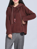Casual Loose Solid Color Women Hoodies