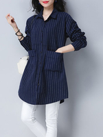 Casual Loose Stripe Print Blouses