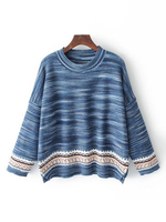 Casual Multi-color Print Patchwork Long Sleeve O-neck Women Sweaters