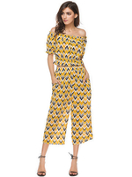 Casual Off-Shoulder Printed Chiffon T-shirts Two-piece Outfits For Women