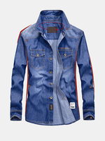Casual Outdoor Soft Chest Pockets Loose Denim Cargo Shirts for Men