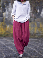 Casual Pocket Pure Color Lantern Yoga Pants For Women