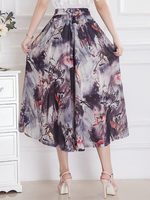 Casual Printed Elastic Waist Chiffon Wide Leg Pants For Women