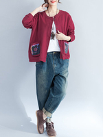 Casual Printed Pockets Women Cardigans