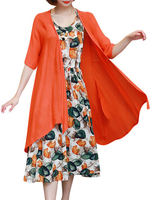 Casual Sleeveless Printed Dresses Two-piece Outfits For Women