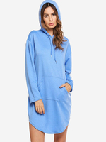 Casual Solid Color Irregular Hooded Pocket Women Sweatshirts
