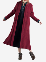 Casual Solid Color Splited Hem Long Sleeve Women Coats