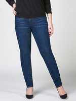 Casual Solid Elastic Waist Pockets Zipper Skinny Denim Pants