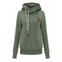 Casual Solid Long Sleeve Drawstring Hoodie For Women