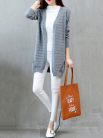 Casual Solid Patchwork Button Long Sleeve Knitted Sweater