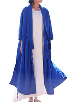 Casual Solid Splited Cross Wrap Tie Long Sleeve Women Coats