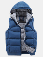 Casual Sport Solid Color Zipper Pockets Detachable Hood Waistcoat for Men