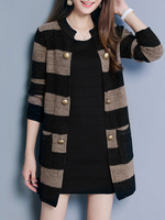 Casual Stripe Knitting Sweater Cardigan Sweaters For Women