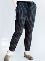 Casual Striped Elastic Waist Harem Pants For Women