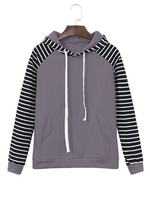 Casual Striped Sleeve Women Hoodies