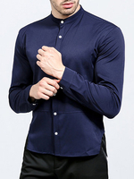 Casual Stylish Irregular Hem Slit Solid Color Designer Shirts for Men