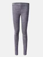 Casual Suede Elastic Pleated Women Legging