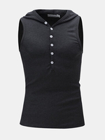 Casual Summer Sleeveless Slim Fit Cotton Hooded Vest Tank Top for Men