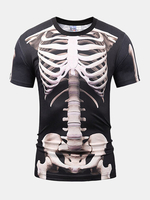 Casual Tee Top 3D Bones Round Neck Short sleeve T-shirts