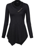 Casual Turtleneck Women Asymmetrical Blouses