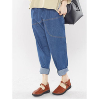 Casual Wide Leg Elastic Waist Rolled Hem Pants For Women