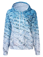 Casual Women 3D Wave Pattern Printed Gradual Long Sleeve Hoodie